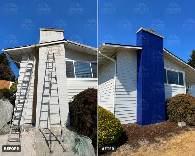 Chimney Painting before and after — Seattle