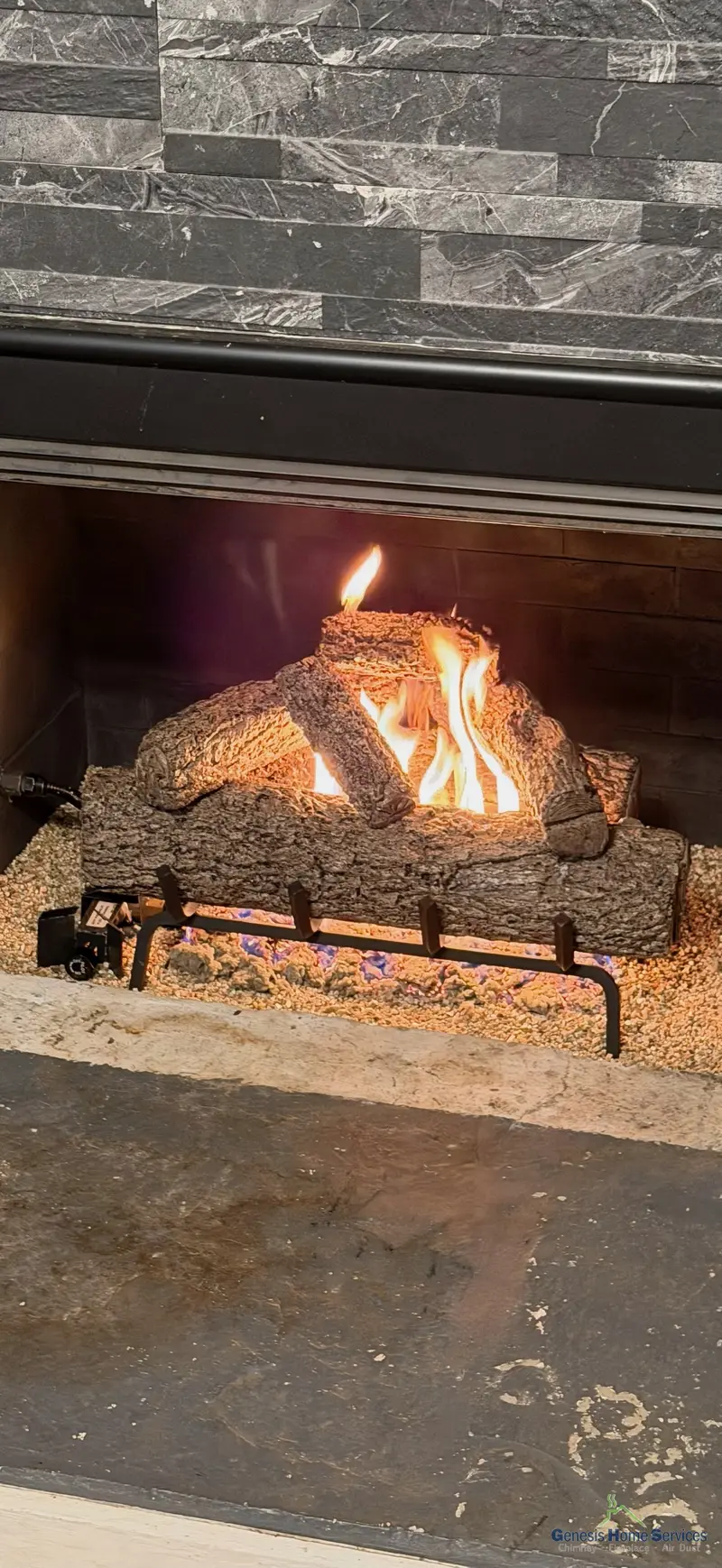 Gas fireplace mesh screen log set — Redmond