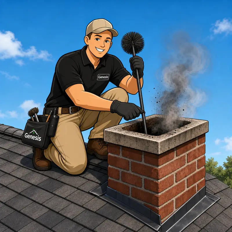 Genesis Home Services certified chimney sweep illustration