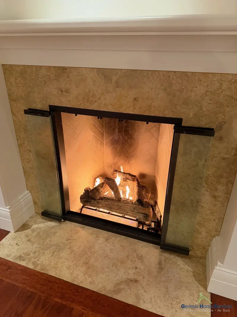 Gas burner flames lit after wood to gas conversion Seattle