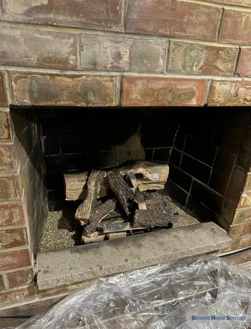 Wood burning fireplace before gas conversion Seattle